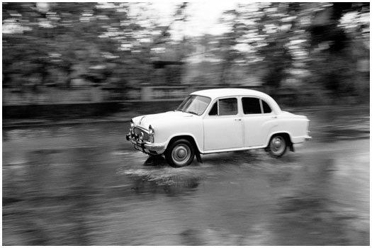 Ambassador in the rain Cochin, India